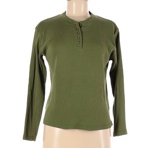 VTG JENNIFER MOORE Large ribbed Olive green Henley sweater L